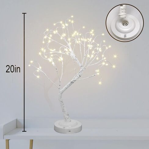 108 LED Birch Tree Lights 20 Inches Artificial Tabletop Fairy Tree Lamp Eight Lighting Modes USB or Battery Operated with Timer Decor for Bedroom Living Room Wedding Christmas Easter (Warm White) in Saudi Arabia