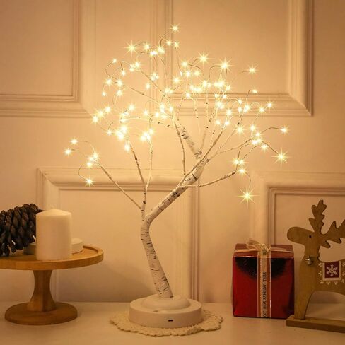 108 LED Birch Tree Lights 20 Inches Artificial Tabletop Fairy Tree Lamp Eight Lighting Modes USB or Battery Operated with Timer Decor for Bedroom Living Room Wedding Christmas Easter (Warm White) in Saudi Arabia