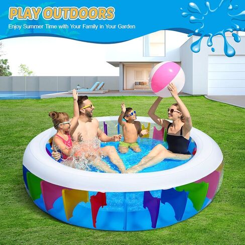 حمام سباحة قابل للنفخ للأطفال مع رشاش - مقاس 70.8 × 70.8 × 15.7 حوض سباحة دائري قابل للنفخ - مستلزمات الفناء الخلفي للحديقة الخارجية in Kuwait