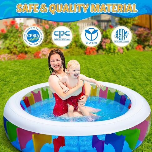 حمام سباحة قابل للنفخ للأطفال مع رشاش - مقاس 70.8 × 70.8 × 15.7 حوض سباحة دائري قابل للنفخ - مستلزمات الفناء الخلفي للحديقة الخارجية in Kuwait