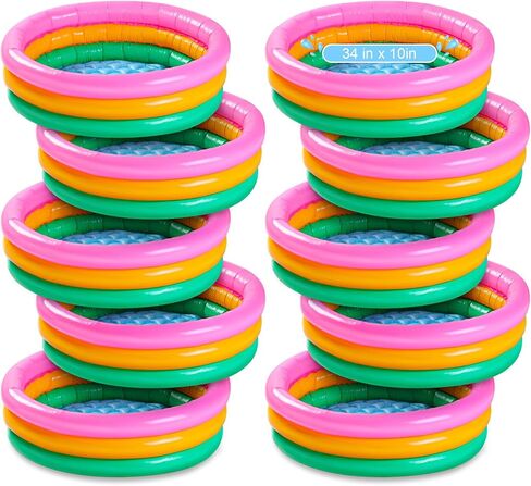 Jerify 10 Pcs Kiddie Pools 34x10 Inch Sunset Glow Pool 3 Rings Small Baby Pool Round Soft Inflatable Kids Swimming Pool Blow up Pool for Baby Toddlers Infant Outdoor Garden Backyard Summer Water Party in Saudi Arabia
