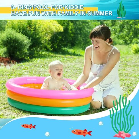 Jerify 10 Pcs Kiddie Pools 34x10 Inch Sunset Glow Pool 3 Rings Small Baby Pool Round Soft Inflatable Kids Swimming Pool Blow up Pool for Baby Toddlers Infant Outdoor Garden Backyard Summer Water Party in Saudi Arabia