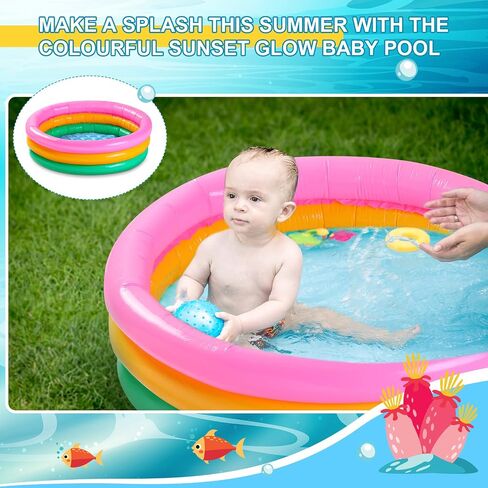 Jerify 10 Pcs Kiddie Pools 34x10 Inch Sunset Glow Pool 3 Rings Small Baby Pool Round Soft Inflatable Kids Swimming Pool Blow up Pool for Baby Toddlers Infant Outdoor Garden Backyard Summer Water Party in Saudi Arabia