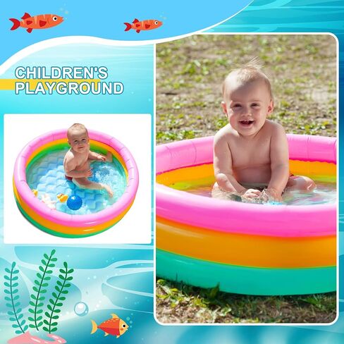 Jerify 10 Pcs Kiddie Pools 34x10 Inch Sunset Glow Pool 3 Rings Small Baby Pool Round Soft Inflatable Kids Swimming Pool Blow up Pool for Baby Toddlers Infant Outdoor Garden Backyard Summer Water Party in Saudi Arabia