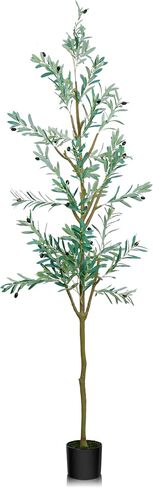Titer Giker 8FT Artificial Olive Trees, Tall Faux Olive Trees Indoor Silk Plants, Fake Olive Trees for Modern Home Office Living Room in Saudi Arabia