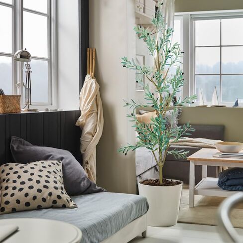 Titer Giker 8FT Artificial Olive Trees, Tall Faux Olive Trees Indoor Silk Plants, Fake Olive Trees for Modern Home Office Living Room in Saudi Arabia