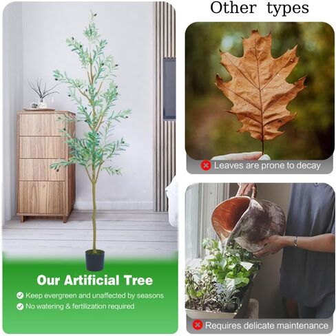 Titer Giker 8FT Artificial Olive Trees, Tall Faux Olive Trees Indoor Silk Plants, Fake Olive Trees for Modern Home Office Living Room in Saudi Arabia