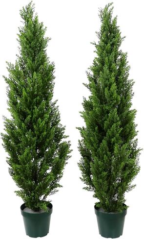 Pre-Potted 5' Artificial Cedar Topiary Outdoor Indoor Tree (Pack of 2) in Saudi Arabia