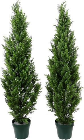 Pre-Potted 5' Artificial Cedar Topiary Outdoor Indoor Tree (Pack of 2) in Saudi Arabia