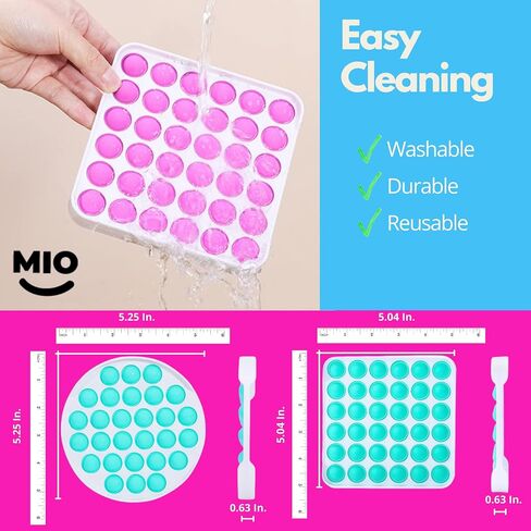 Mio Toys - Push & Pop Sensory Fidget Toy, Relieve Stress and Anxiety, Increase Focus and Attention, for Adults and Kids, Food Grade Silicone, Washable, Eco-Friendly (Rainbow Square) in Saudi Arabia