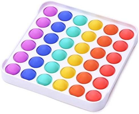 Mio Toys - Push & Pop Sensory Fidget Toy, Relieve Stress and Anxiety, Increase Focus and Attention, for Adults and Kids, Food Grade Silicone, Washable, Eco-Friendly (Rainbow Square) in Saudi Arabia