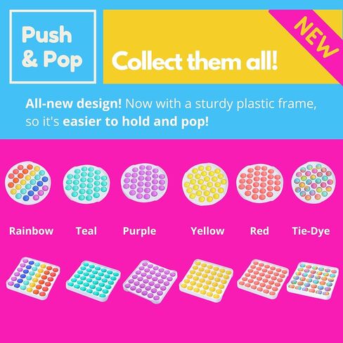 Mio Toys - Push & Pop Sensory Fidget Toy, Relieve Stress and Anxiety, Increase Focus and Attention, for Adults and Kids, Food Grade Silicone, Washable, Eco-Friendly (Rainbow Square) in Saudi Arabia