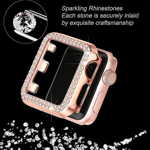 Secbolt Bling Case Compatible with Apple Watch Series 9 Series 8 Series 7 45mm, Full Cover Bumper Screen Protector for iWatch 9/8/7 (Silver-45mm) in Kuwait