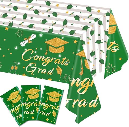 3 Packs Graduation Tablecloth - Graduation Party Decorations 2024, Blue and Gold Graduation Table Cloths, Congrats Grad Table Covers for Graduation Party, Tablecloths for Graduation Ceremony in Saudi Arabia