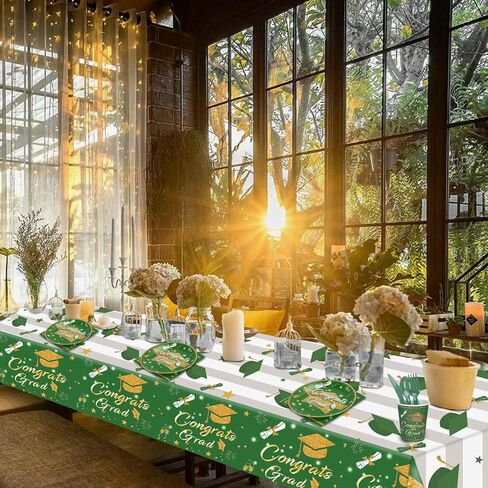 3 Packs Graduation Tablecloth - Graduation Party Decorations 2024, Blue and Gold Graduation Table Cloths, Congrats Grad Table Covers for Graduation Party, Tablecloths for Graduation Ceremony in Saudi Arabia