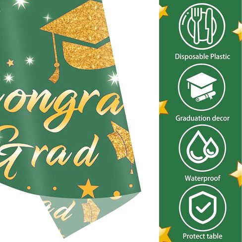 3 Packs Graduation Tablecloth - Graduation Party Decorations 2024, Blue and Gold Graduation Table Cloths, Congrats Grad Table Covers for Graduation Party, Tablecloths for Graduation Ceremony in Saudi Arabia
