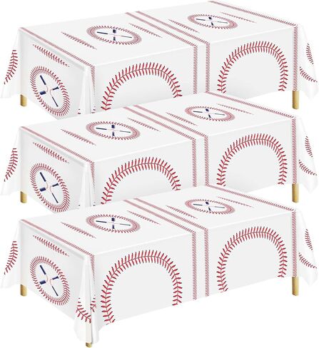 durony 3 Packs Baseball Tablecloth 108 x 54 Inch Plastic Baseball Table Cover Party Tableware for Baseball Theme Birthday Party Supplies in Saudi Arabia