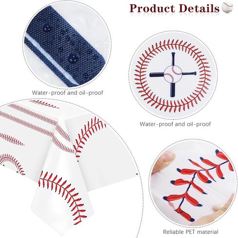 durony 3 Packs Baseball Tablecloth 108 x 54 Inch Plastic Baseball Table Cover Party Tableware for Baseball Theme Birthday Party Supplies in Saudi Arabia