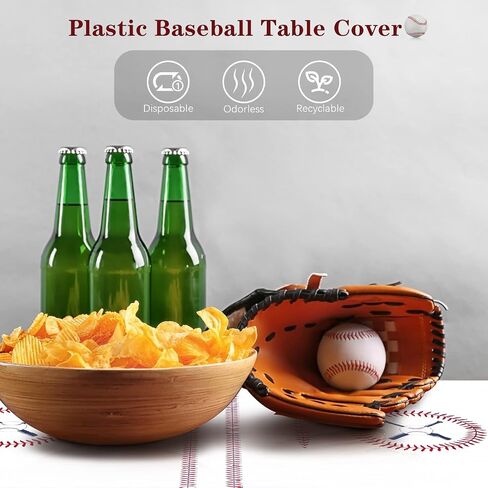 durony 3 Packs Baseball Tablecloth 108 x 54 Inch Plastic Baseball Table Cover Party Tableware for Baseball Theme Birthday Party Supplies in Saudi Arabia