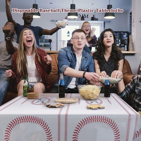 durony 3 Packs Baseball Tablecloth 108 x 54 Inch Plastic Baseball Table Cover Party Tableware for Baseball Theme Birthday Party Supplies in Saudi Arabia