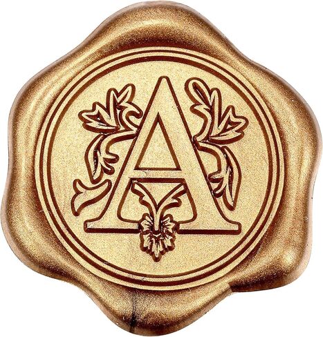 Yoption 50Pcs Initial Alphabet A Adhesive Wax Seal Stickers, Antique Gold Letter Wax Seal Stickers Envelope Seals Self Adhesive Wax Stickers for Wedding Party Birthday Christmas (A) in Saudi Arabia