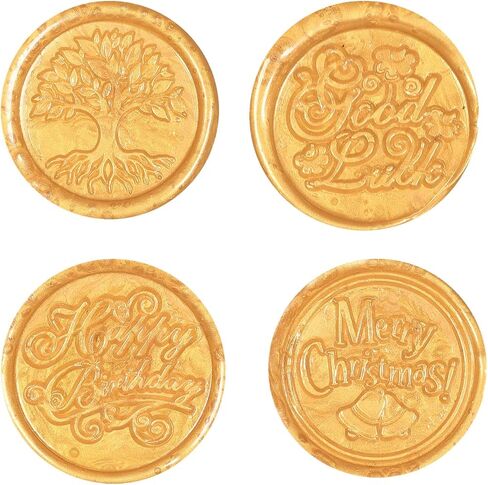 TUMBEELLUWA Crystal Wax Seal Stamp Set, 1 Sphere Stone Hilt and 4 Copper Seals for Envelope, Party Invitation, Greeting Card, Rose Quartz Handle + Tree of Life + Luck + Birthday + Christmas in Saudi Arabia