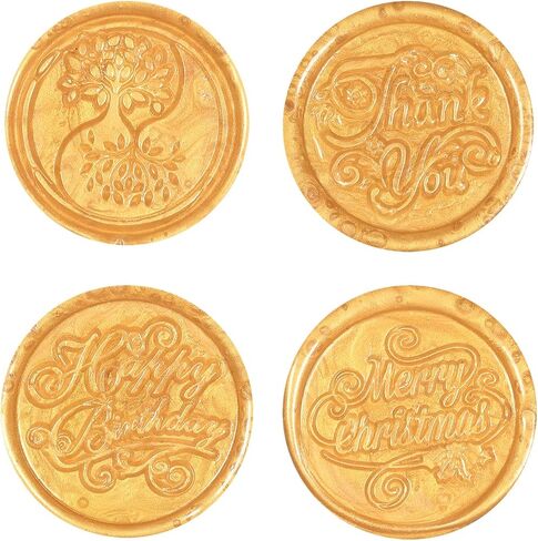 TUMBEELLUWA Crystal Wax Seal Stamp Set, 1 Sphere Stone Hilt and 4 Copper Seals for Envelope, Party Invitation, Greeting Card, Rose Quartz Handle + Tree of Life + Luck + Birthday + Christmas in Saudi Arabia