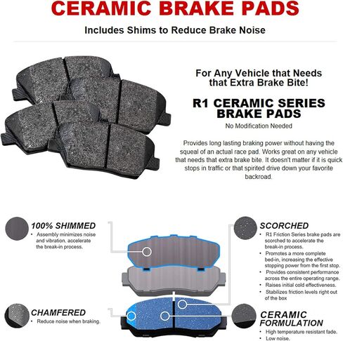 R1 Concepts Front Brakes and Rotors Kit |Front Brake Pads| Brake Rotors and Pads| Ceramic Brake Pads and Rotors |Hardware Kit |fits 2017-2020 Hyundai Elantra in Saudi Arabia