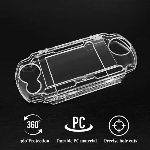 حافظة صلبة شفافة من TNP لجهاز PSP 3000 - حافظة صلبة شفافة واقية لجهاز Sony PSP 3000 / PSP 2000، حافظة صلبة شفافة بغطاء كامل لجهاز PSP 3000، حافظة حماية سهلة التركيب مع شاشة واضحة in Saudi Arabia