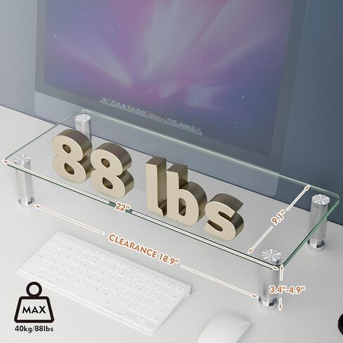 Clear Computer Monitor Riser with Height Adjustable Multi Media Desktop Stand for Flat Screen LCD LED TV, Laptop/Notebook/Xbox One,HD01T-001 in Saudi Arabia