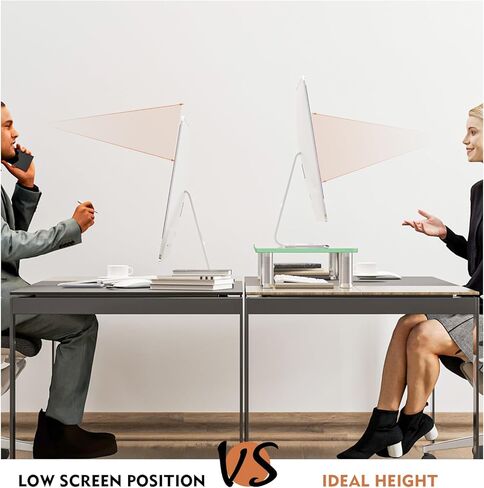Clear Computer Monitor Riser with Height Adjustable Multi Media Desktop Stand for Flat Screen LCD LED TV, Laptop/Notebook/Xbox One,HD01T-001 in Saudi Arabia