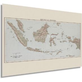 HISTORIX Vintage 1957 Map of Indonesia Poster - 24x36 Inch Vintage Map Indonesia Wall Art Print - Republic of Indonesia Map Southeast Asia History in Kuwait