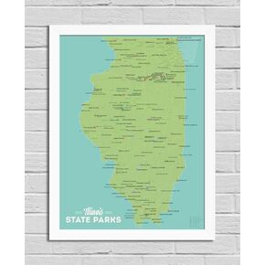 Illinois State Parks Checklist Map 18x24 Poster (Natural Earth) in Kuwait