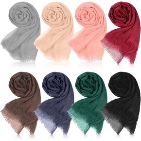 8 قطع وشاح نسائي شال حجاب وشاح قطن مزيج شال مسلم مجعد ملفوف الرأس لجميع المواسم، ألوان مختلطة in Kuwait