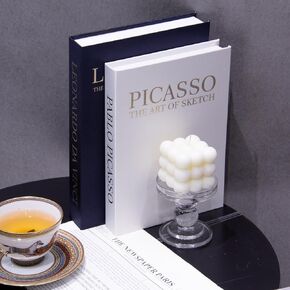 كتاب زخرفي لديكور المنزل، كتب جمالية مزيفة لتزيين طاولة القهوة، مجموعة مكونة من قطعتين من الكتان، صندوق تخزين كتب ديكور صناعي للديكور (أخضر فاتح وبيج) in Kuwait