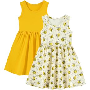 Funnycokid Toddler Girls Dress Sleeveless 2 Pack Kids 2-6 Years in Saudi Arabia