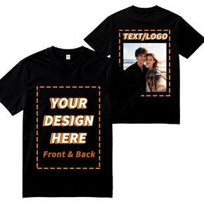 صمم FEEGO تي شيرت مخصص خاص بك بطباعة أمامية وخلفية مع صورة، كم قصير للجنسين للرجال والنساء XS-3XL in Kuwait