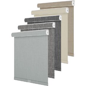 ستائر تعتيم دوارة للنوافذ، قماش كتان، لاسلكي، ستائر دوارة للنوافذ، حماية من الأشعة فوق البنفسجية من القماش العازل الحراري، ظلال النوافذ للمنزل، المكتب، الباب، غرفة النوم، رمادي فاتح، حجم مخصص in Kuwait