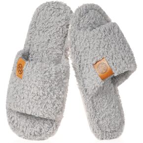 شباشب Dokela Fuzzy مفتوحة عند الأصابع للنساء من الإسفنج الذكي الناعم أحذية منزلية داخلية سهلة الارتداء شباشب مريحة لغرفة النوم للسيدات خفيفة الوزن ومضادة للانزلاق in Kuwait