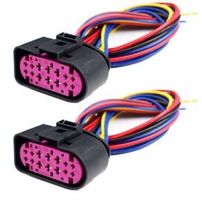 2Pcs 14-PIN Headlights Headlamps Connector Compatible with Ram 1500 2013-2018 Harness Wire Pigtail 68093216AD, 68093216AB, 68093216AC in Saudi Arabia
