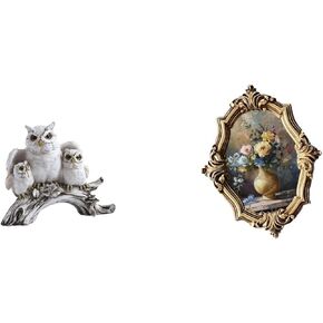 Modern Owl Sculpture Resin Photo Frame Vintage Art Crafts Tabletop Ornament for Living Room Office Bedroom Gallery Wall Decor in Kuwait