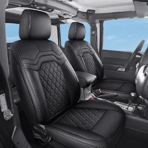 أغطية مقاعد Huidasource Wrangler Fullset 2007-2017، غطاء وسادة مقعد مناسب خصيصًا لسيارة Jeep Wrangler Unlimited Rubicon Sahara Sport Leather High Altitude Willys، وسادة هوائية متوافقة (مجموعة كاملة/أسود) in Kuwait