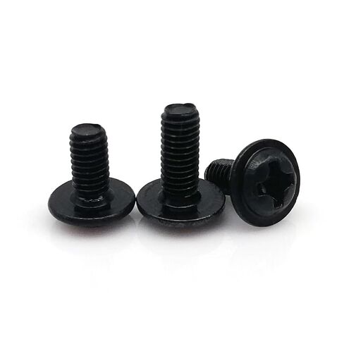 100X فضي أسود M3 * 4/5/6/8 مم مسامير غسالة برأس مستديرة متقاطعة للوحة الكمبيوتر (أسود، M3x8mm) in Kuwait