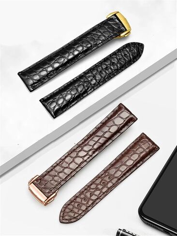 KLVN Genuine Leather Band Alligator For Omega Seamaster Speedmaster 300,300M,600,007 Watch Strap 18mm To 24mm Crocodile Leather Strap For Men's And Women's in Saudi Arabia