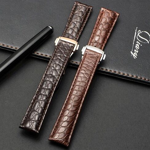 KLVN Genuine Leather Band Alligator For Omega Seamaster Speedmaster 300,300M,600,007 Watch Strap 18mm To 24mm Crocodile Leather Strap For Men's And Women's in Saudi Arabia