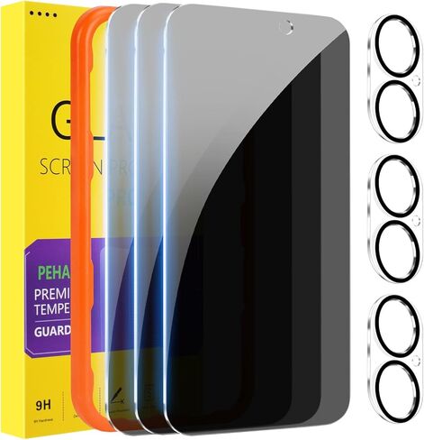 pehael [2+2 Pack iPhone 14 Privacy Screen Protector with Camera Lens Protector Full Coverage Anti-Spy Tempered Glass Film 9H Hardness Upgrade Edge Protection Easy Installation Bubble for [6.1 inch] in Kuwait