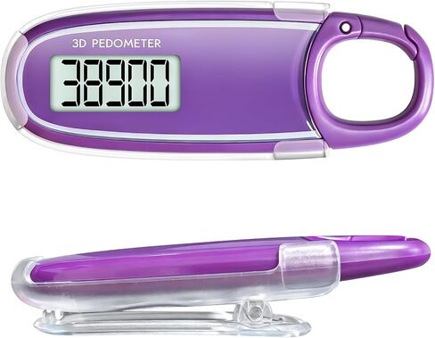 3D Step Counter Clip On with Removable Clip and Spring Carabiner Simple 3D Pedometer for Walking, Accurate Step Tracker with Large Display for Men Women Kids Adults Seniors in Kuwait