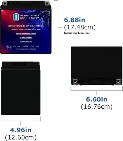 بطارية بديلة Mighty Max YTX30L-BS 12V 30AH متوافقة مع Yuasa YIX30L ETX30L in Kuwait