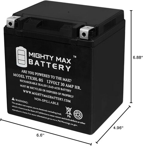 بطارية بديلة Mighty Max YTX30L-BS 12V 30AH متوافقة مع Yuasa YIX30L ETX30L in Kuwait