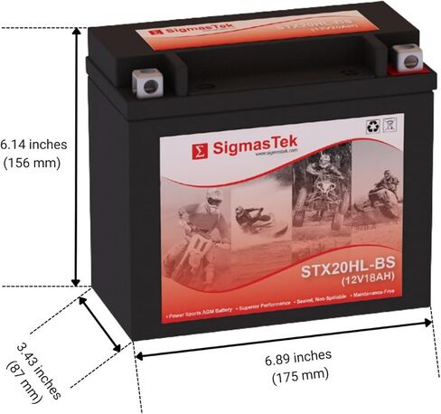 بطارية دراجة نارية أصلية SigmasTek STX20HL-BS SLA AGM من SigmasTek، STX20HL-BS 310CCA in Saudi Arabia